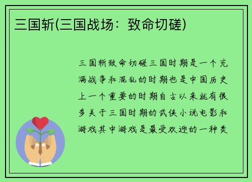 三国斩(三国战场：致命切磋)